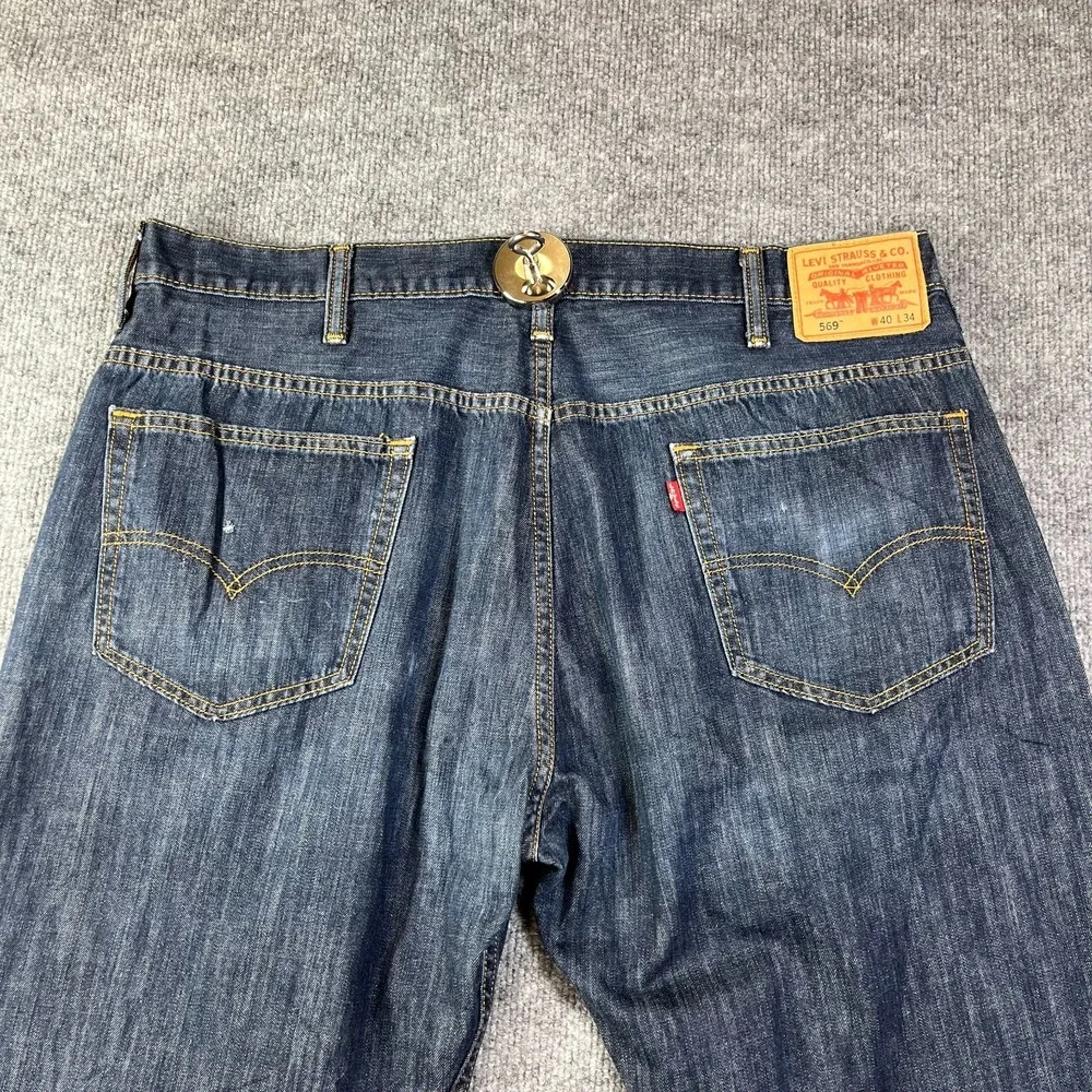 Levi's 569‎ Jeans Men's Rinse Blue Denim Classic Straight Zip Fly 40X30 - Flaws